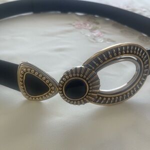 CHICO´S leather adjustable belt statement buckle M/L